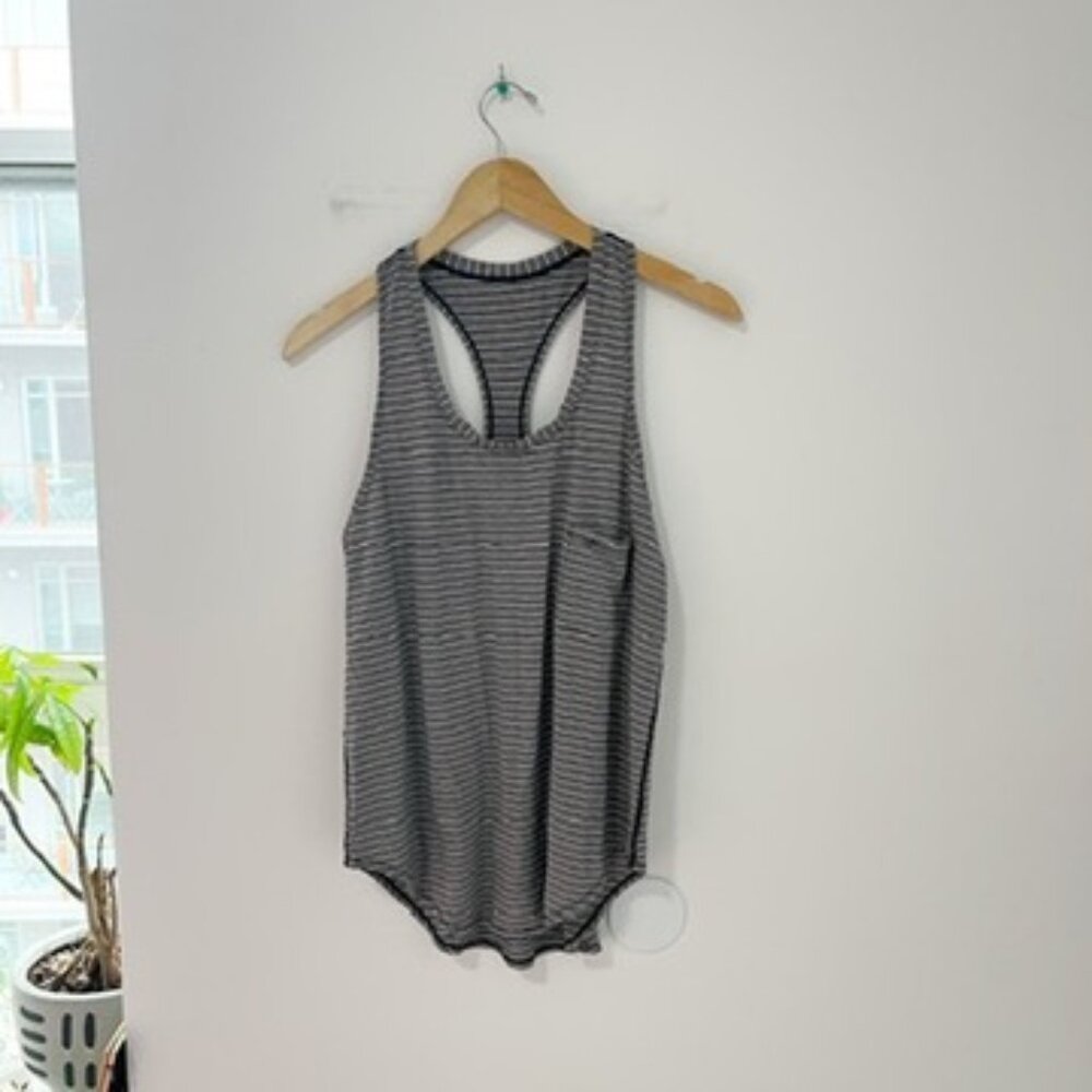 Lululemon Black & White Stripe Racerback Workout Tank
